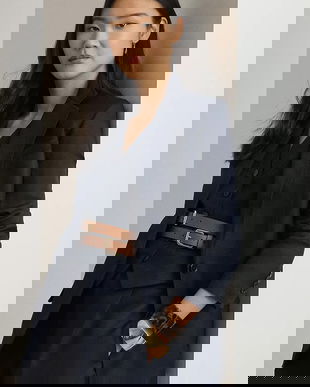 Lauren Ralph Lauren sacou cu un singur rând de nasturi pentru femei, din in