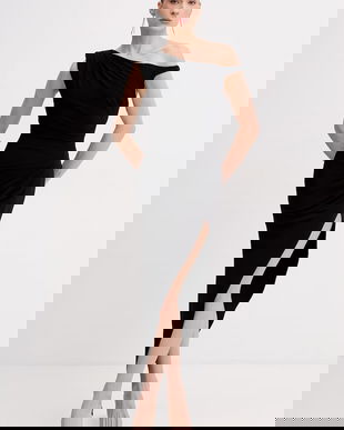 Elisabetta Franchi rochie asimetrică cu vâscoză