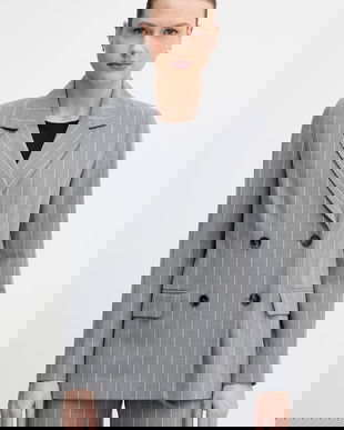 United Colors of Benetton sacou cu două rânduri de nasturi pentru femei, cu vâscoză