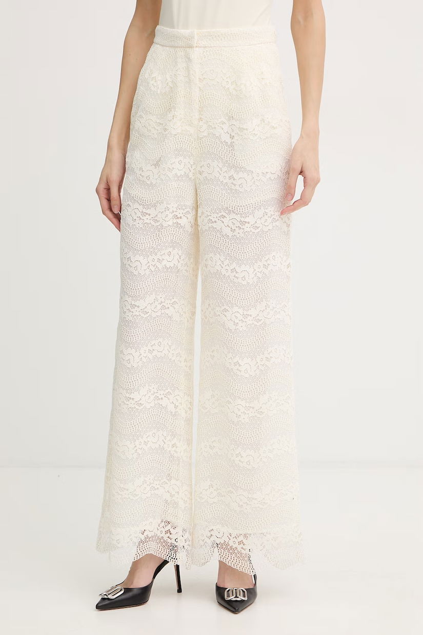 Twinset pantaloni palazzo pentru femei, cu bumbac