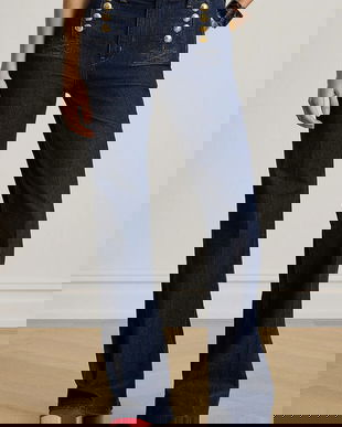 Lauren Ralph Lauren pantaloni evazați pentru femei, din bumbac