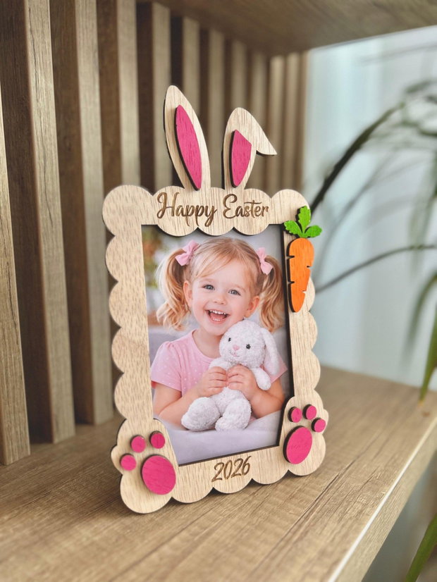 Ramă foto copii iepuraș personalizată cu nume cadou copii / paste / cameră copil 20x15 cm