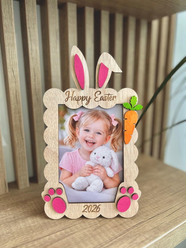 Ramă foto copii iepuraș personalizată cu nume cadou copii / paste / cameră copil 20x15 cm