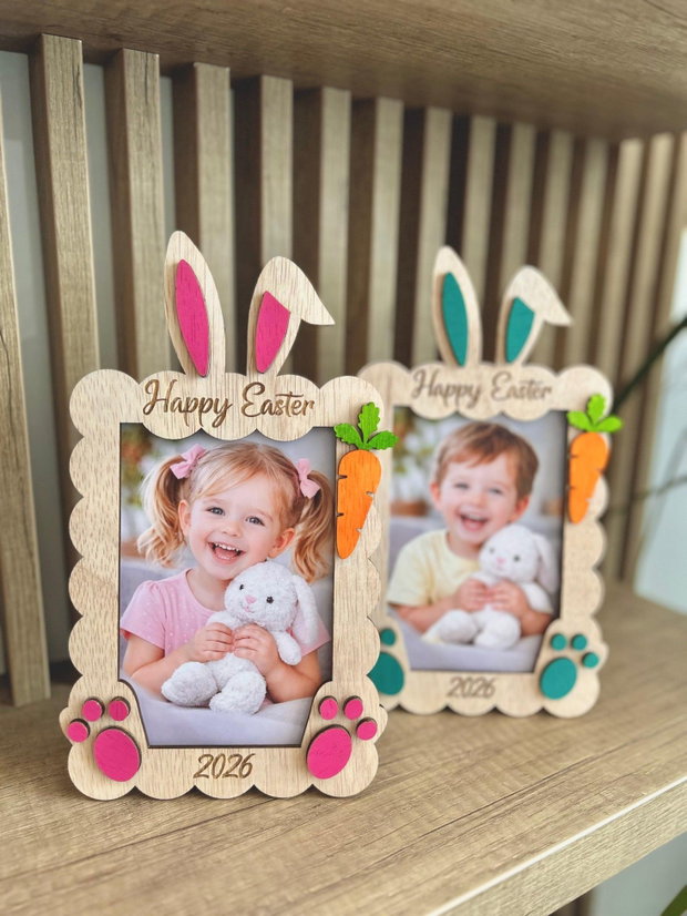 Ramă foto copii iepuraș personalizată cu nume cadou copii / paste / cameră copil 20x15 cm