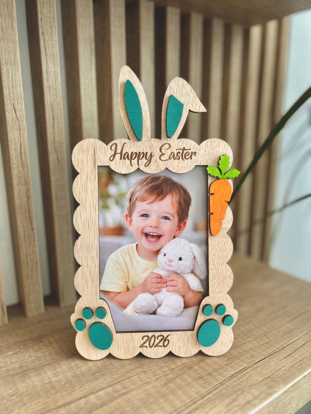 Ramă foto copii iepuraș personalizată cu nume cadou copii / paste / cameră copil 20x15 cm