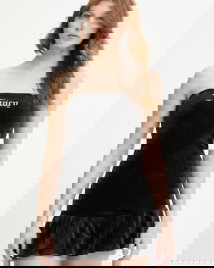 Juicy Couture rochie de velur Ruffle Dress