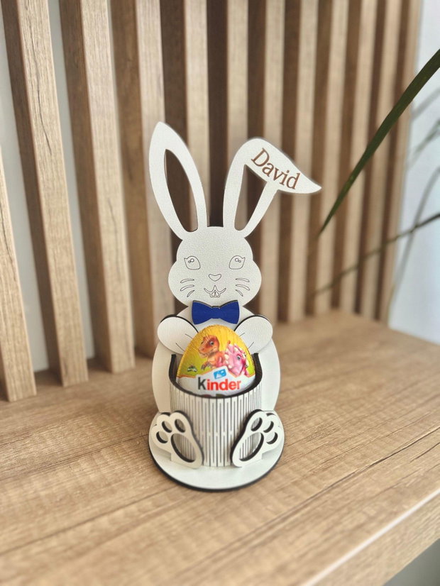 Set cadou copii personalizat cu nume și poză ramă foto iepuraș 20x15, magnet frigider cu fotografie, suport ou Kinder iepuraș cadou botez / Paște / copii