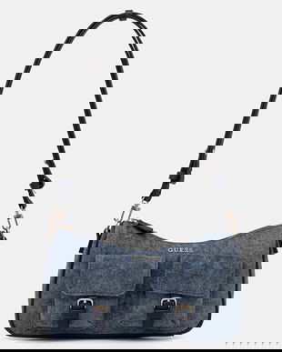 Guess geantă baguette pentru femei, din bumbac KASSIE