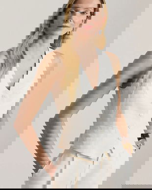 Lauren Ralph Lauren vestă pentru femei, cu vâscoză