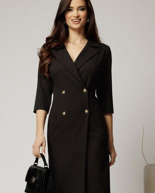 Rochie DY Fashion neagra tip sacou si croi drept