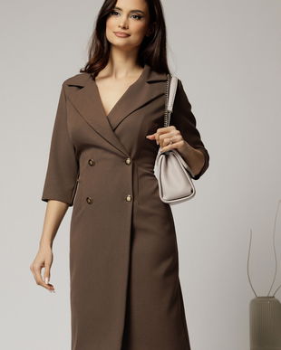 Rochie DY Fashion maro tip sacou si croi drept