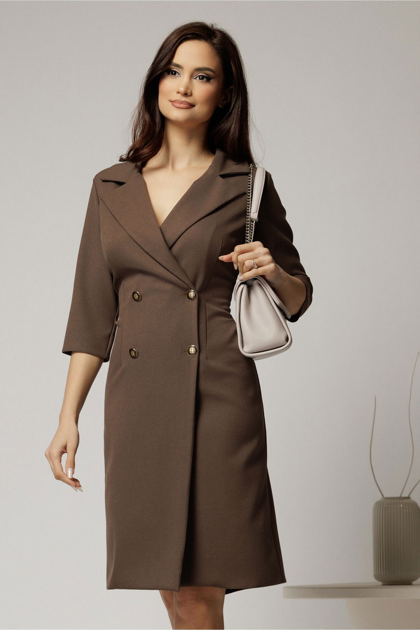 Rochie DY Fashion maro tip sacou si croi drept