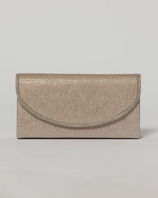 Clutch nude elegant cu clapeta curbata decorata cu strasuri