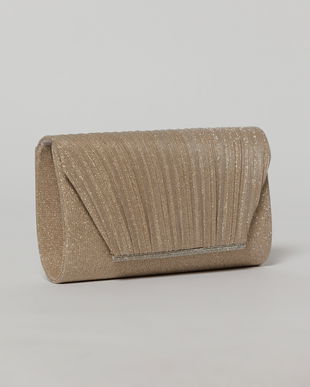 Clutch elegant rose din lurex si detalii plisate