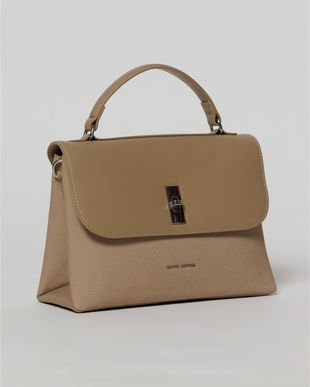 Geanta cu design modern in doua nuante de taupe