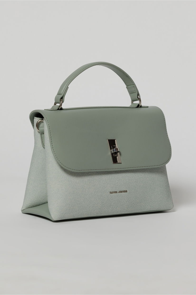 Geanta cu design modern in doua nuante de verde menta