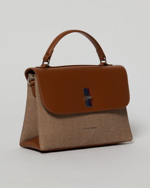 Geanta cu design modern in doua nuante de maro