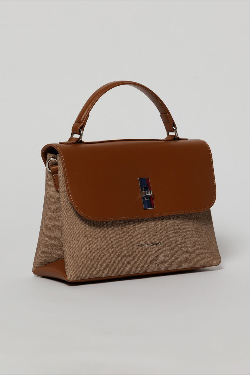 Geanta cu design modern in doua nuante de maro