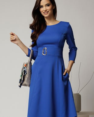 Rochie DY Fashion albastra clos cu detaliu pe talie