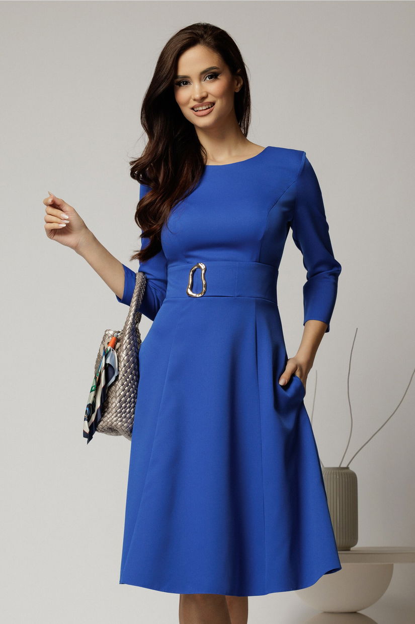 Rochie DY Fashion albastra clos cu detaliu pe talie