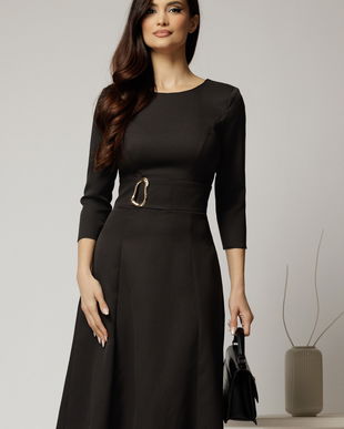 Rochie DY Fashion neagra clos cu detaliu pe talie