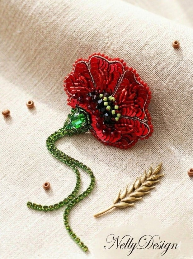 Mac - Brosa broderie manuala
