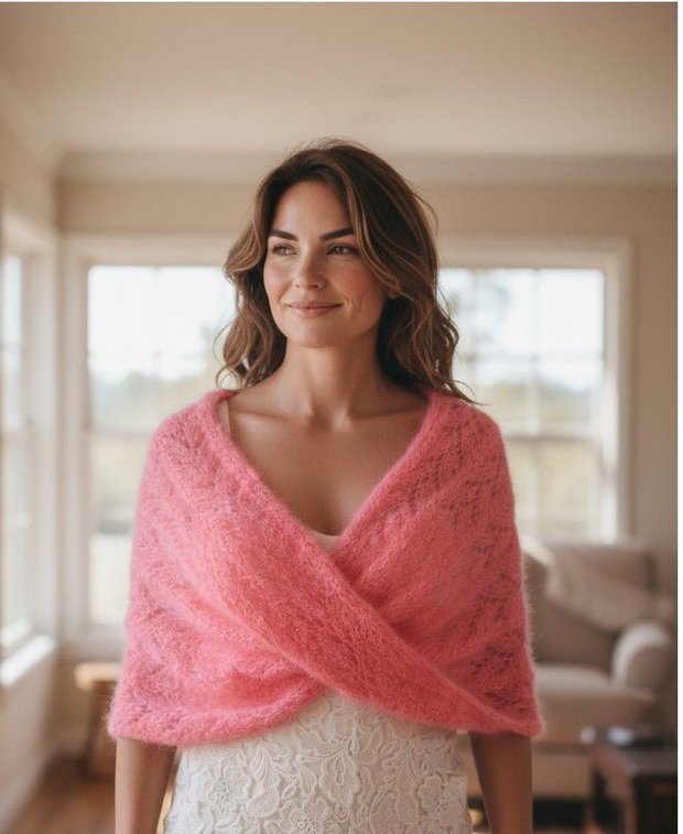 Șal roz elegant mohair rafinament și finețe pentru momente deosebite