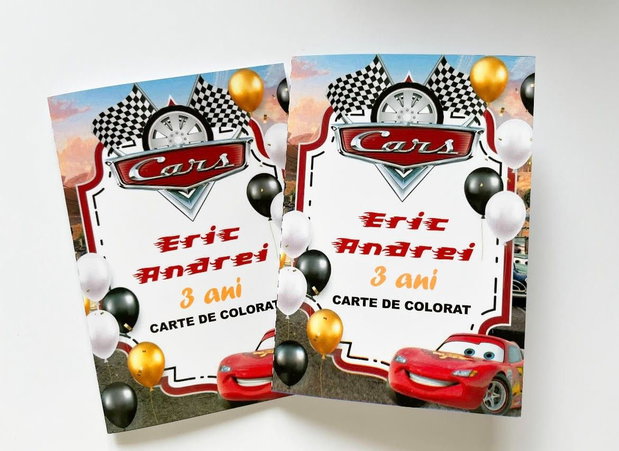 Cărticică de colorat tematica Cars personalizată