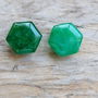 Cabochon jad verde, hexagon  15x15x7.5 mm