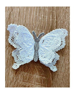 Brosa Fluture Dublu Alb