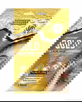 Masca servetel tip fagure Gold, nutritiva, cu acid hialuronic x 1 buc, Beauty Formulas
