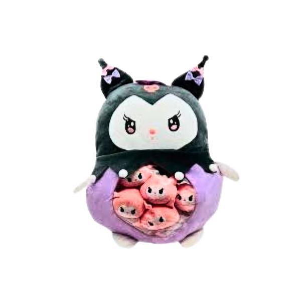 Jucarie de Plus Kuromi cu Pui Mov, 40 cm