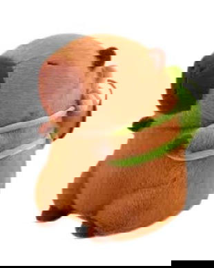 Jucarie de Plus Capybara cu Rucsac Broscuta, 20 cm