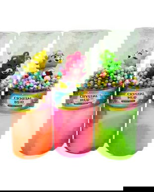 Slime Crystal Mud cu Figurina Ursulet si Bile Colorate,