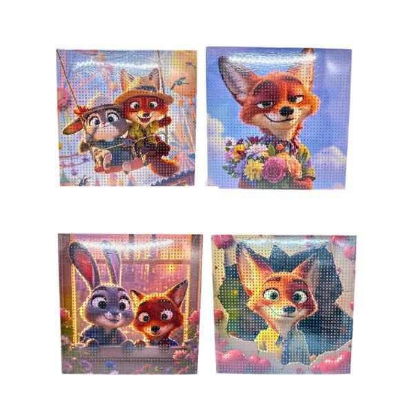 Tablou cu Diamante Zootopia 20x20 cm,  DIY pentru Copii, Model Aleatoriu