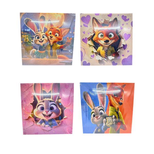 Tablou cu Diamante Zootopia 30x30 cm,  DIY pentru Copii, Model Aleatoriu