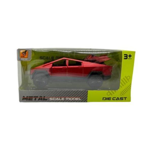 Masinuta Metalica Tip Tesla Cybertruck 14cm , Die-Cast Off-Road Pick-Up, Rosu