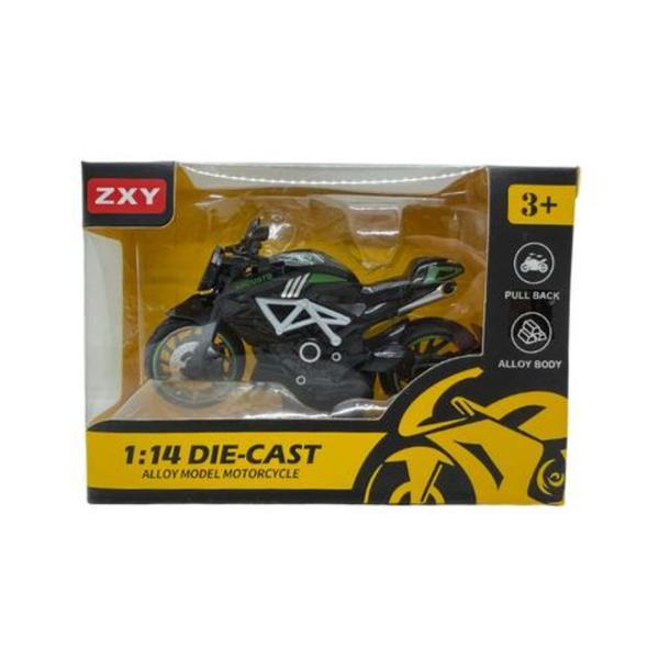 Motocicleta Metalica Die-Cast 1:14 Negru-Verde