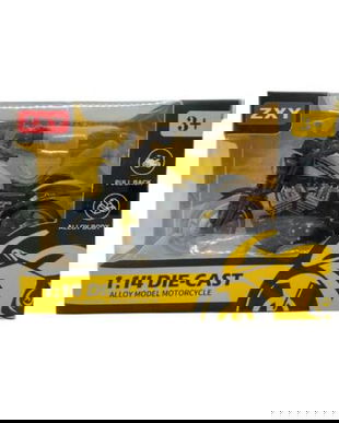 Motocicleta Metalica Bej Die-Cast 1:14 pentru Copii, Model Chopper cu Functie Pull Back