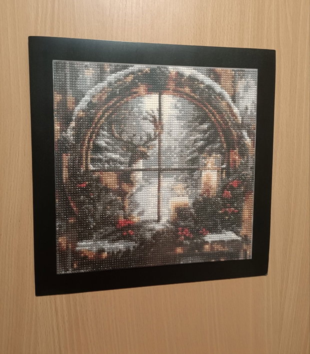 Mozaic cu diamante Eleganța iernii în ramă magnetică