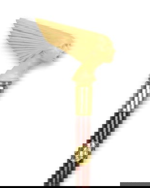 Baston lemn mahon cu maner cap de femeie