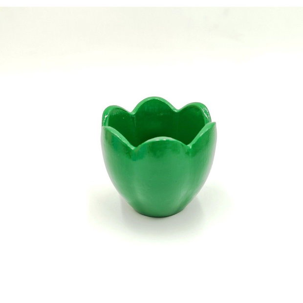 Recipient verde model lalea, turnat manual, vopsit si lacuit 46282