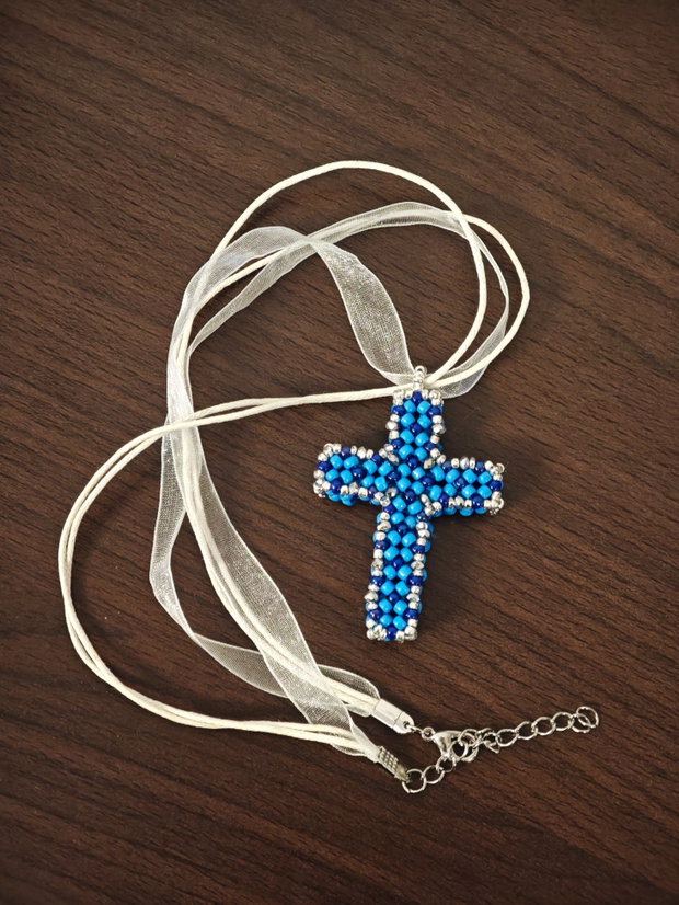 Cruce albastră mărgele sticla Cehia