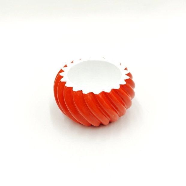 Recipient rotund rosu, turnat manual, vopsit si lacuit 46274