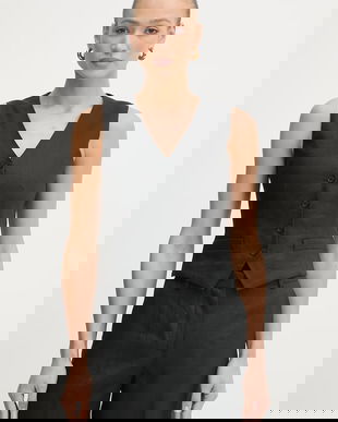 Weekend Max Mara vestă cu un singur rând de nasturi pentru femei, din in