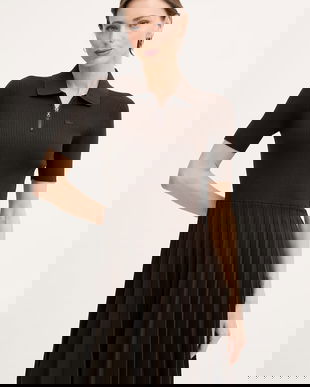 Lacoste rochie plisată cu vâscoză