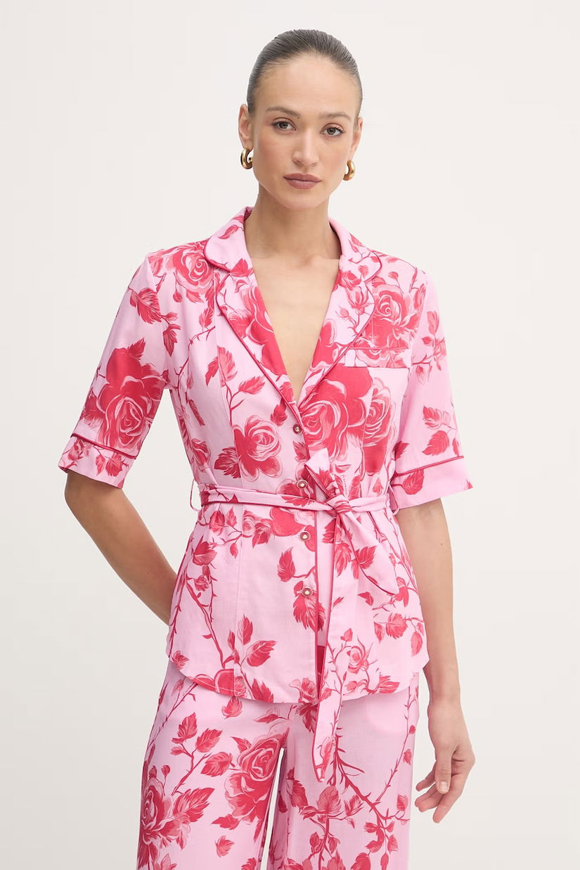 Fracomina bluză tip cămașă pentru femei, cu amestec de in