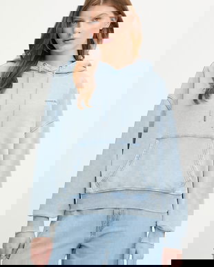 Guess Jeans hanorac cu glugă pentru femei, din bumbac