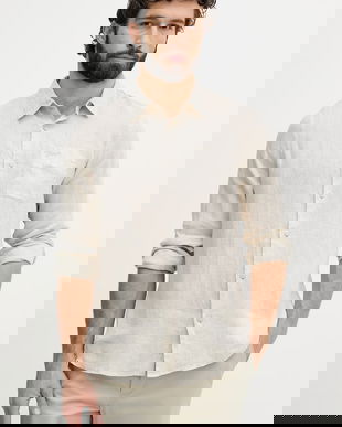 Guess cămașă pentru bărbați, din in