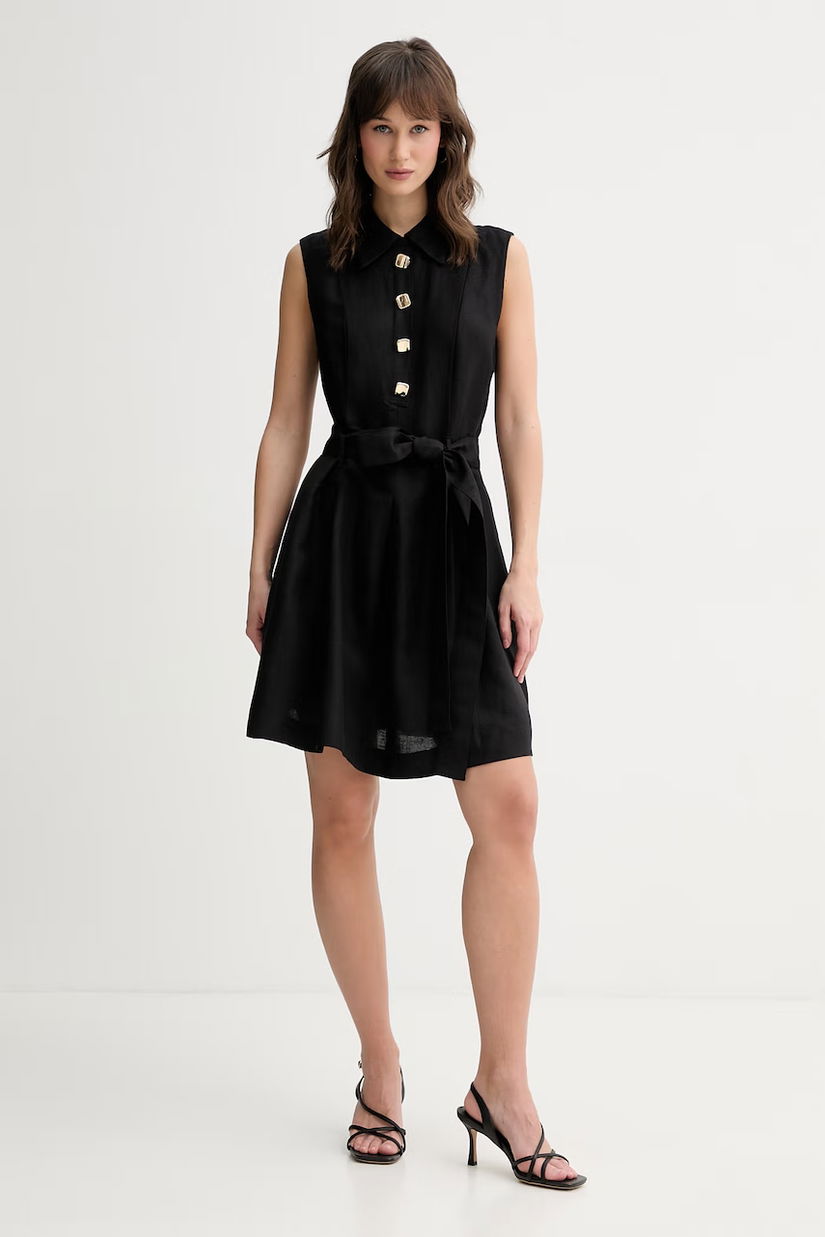 HUGO rochie neagră din amestec de in Kaleisi